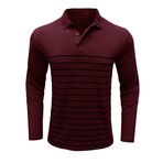 Slim Fit Striped Long-Sleeve Polo // Bordo (M)