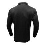 Slim Fit Striped Long-Sleeve Polo // Black (M)