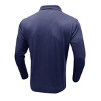 Slim Fit Striped Long-Sleeve Polo // Dark Blue (XL)