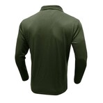 Slim Fit Striped Long-Sleeve Polo // Army Green (XS)
