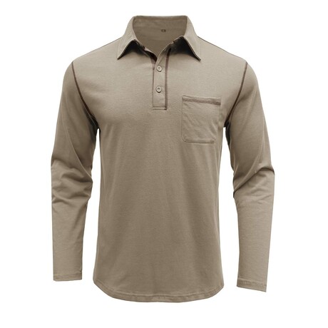 Front Pocket Chest Long-Sleeve Polo // Khaki (XS)