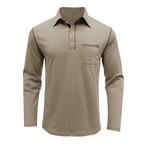 Front Pocket Chest Long-Sleeve Polo // Khaki (S)