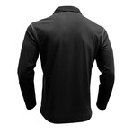 Front Pocket Chest Long-Sleeve Polo // Black (S)
