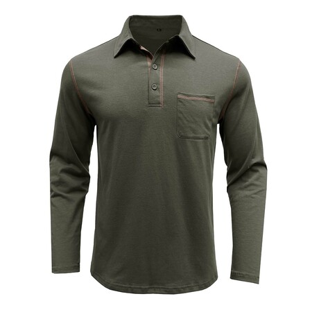 Front Pocket Chest Long-Sleeve Polo // Army Green (XS)