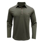 Front Pocket Chest Long-Sleeve Polo // Army Green (XL)