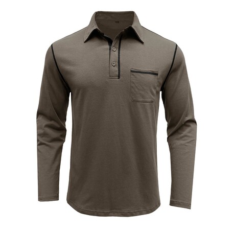 Front Pocket Chest Long-Sleeve Polo // Brown (XS)