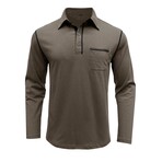 Front Pocket Chest Long-Sleeve Polo // Brown (S)