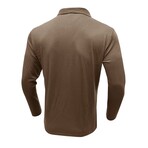 Slim Fit Striped Long-Sleeve Polo // Khaki (M)