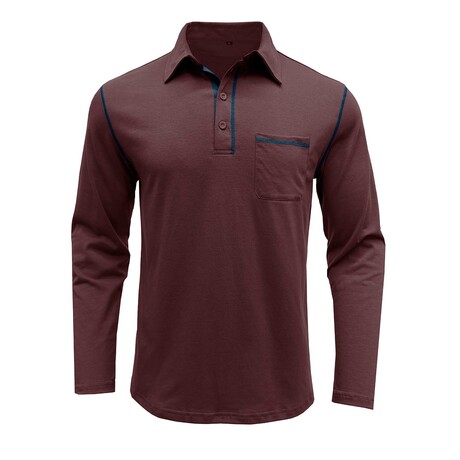 Front Pocket Chest Long-Sleeve Polo // Bordo (XS)