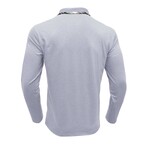 Neck Details Front Pocket Chest Long-Sleeve Polo // White (S)