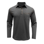 Front Pocket Chest Long-Sleeve Polo // Dark Grey (S)