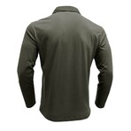 Front Pocket Chest Long-Sleeve Polo // Army Green (XL)