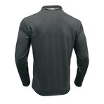 Neck Details Front Pocket Chest Long-Sleeve Polo // Grey (XL)