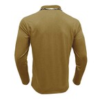 Neck Details Front Pocket Chest Long-Sleeve Polo // Yellow (S)