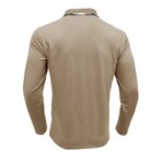 Neck Details Front Pocket Chest Long-Sleeve Polo // Apricot (XS)