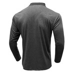 Blocked & Striped Long-Sleeve Polo // Dark Grey (XS)