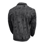 Abstract Pattern Corduroy Long-Sleeve Polo // Dark Gray (XS)