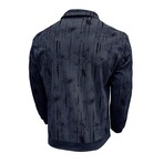 Abstract Pattern Corduroy Long-Sleeve Polo // Royal Blue (XS)
