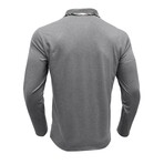 Neck Details Front Pocket Chest Long-Sleeve Polo // Light Gray (S)