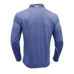 Neck Details Front Pocket Chest Long-Sleeve Polo // Light Blue (S)