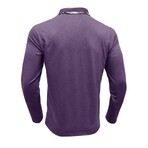 Neck Details Front Pocket Chest Long-Sleeve Polo // Purple (S)