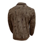 Abstract Pattern Corduroy Long-Sleeve Polo // Dark Brown (S)