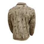 Abstract Pattern Corduroy Long-Sleeve Polo // Light Coffee (S)