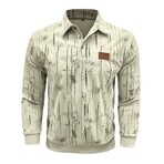 Abstract Pattern Corduroy Long-Sleeve Polo // Light Apticot (L)