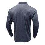 Blocked & Striped Long-Sleeve Polo // Dark Blue (XS)