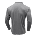 Blocked & Striped Long-Sleeve Polo // Light Gray (S)