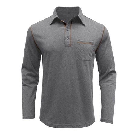 Front Pocket Chest Long-Sleeve Polo // Grey (XS)