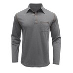 Front Pocket Chest Long-Sleeve Polo // Grey (L)
