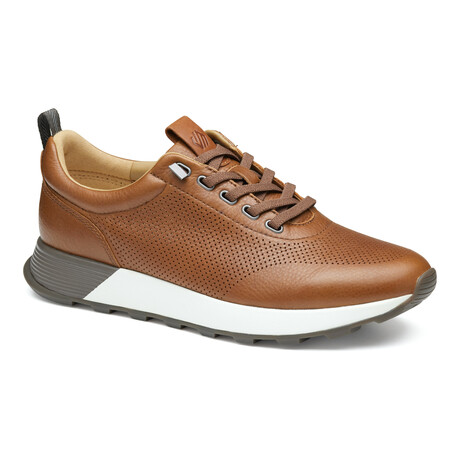 Leather Kinnon Perfed Jogger Sneakers // Dark Tan (8)