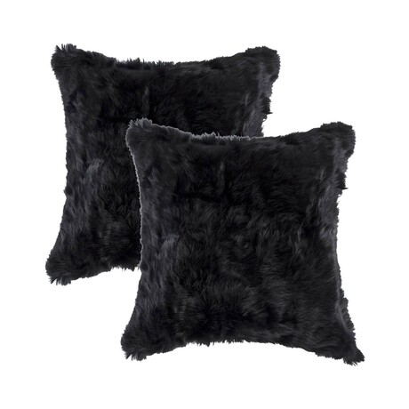Natural Classic Rabbit Pillow // 2-Pack // 18"x18" (Black)