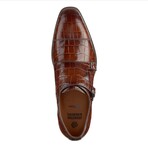 Croc Embossed Italian Leather Sullivan Double Buckle Cap Toe // Mahogany (8)