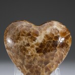 Genuine Polished Brown Onyx Heart with a Black Velvet Pouch // v.2