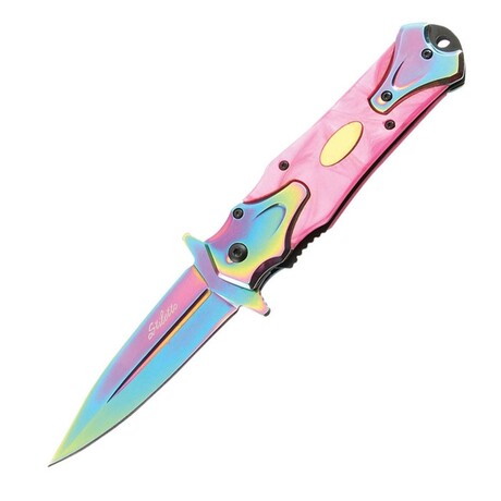 Spring Assisted Knife // SE-5005 // Rainbow (Pink)