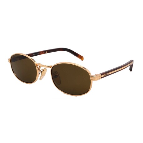 Prada // Men's PRB53S-5AK09Z Round // Gold + Dark Brown