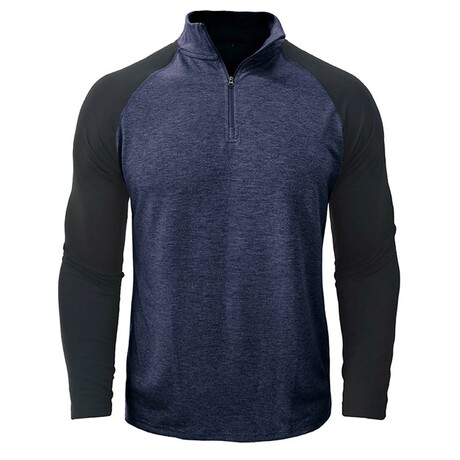 Raglan 1/4-Zip Long-Sleeve Pullover // Blue + Black (XS)