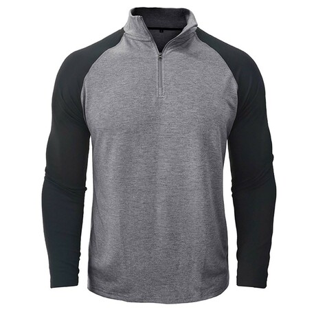 Raglan 1/4-Zip Long-Sleeve Pullover // Light Gray + Black (XS)