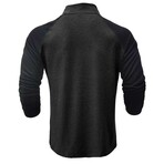 Raglan 1/4-Zip Long-Sleeve Pullover // Dark Gray + Black (XS)