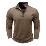 Diamond Pattern 1/4-Zip Long-Sleeve Pullover // Khaki (M)