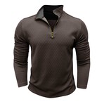 Diamond Pattern 1/4-Zip Long-Sleeve Pullover // Brown (L)