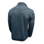 Faux Suede 1/4-Zip Long-Sleeve Pullover // Gray Blue (XS)