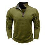 Diamond Pattern 1/4-Zip Long-Sleeve Pullover // Army Green (S)