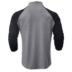 Raglan 1/4-Zip Long-Sleeve Pullover // Light Gray + Black (S)