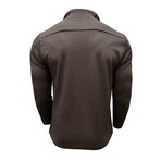 Diamond Pattern 1/4-Zip Long-Sleeve Pullover // Brown (L)