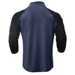 Raglan 1/4-Zip Long-Sleeve Pullover // Blue + Black (S)