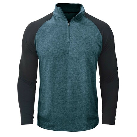 Raglan 1/4-Zip Long-Sleeve Pullover // Cyan + Black (XS)
