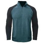 Raglan 1/4-Zip Long-Sleeve Pullover // Cyan + Black (S)